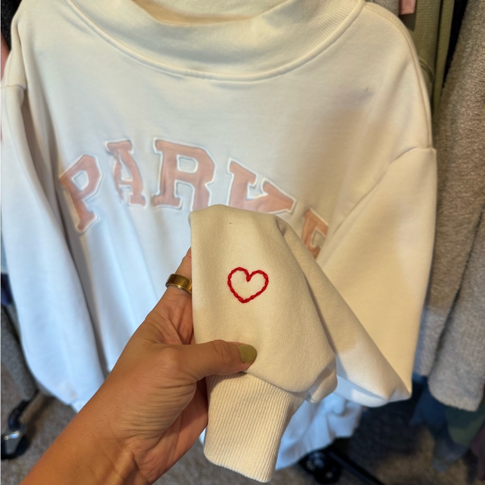 White PARKE Crewneck Sweatshirt with Pink - Picture 4 of 7